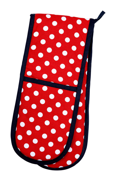 Double Oven Glove - Red Polka