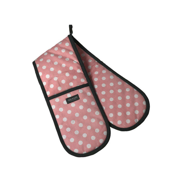 Double Oven Glove - Blush Pink Polka