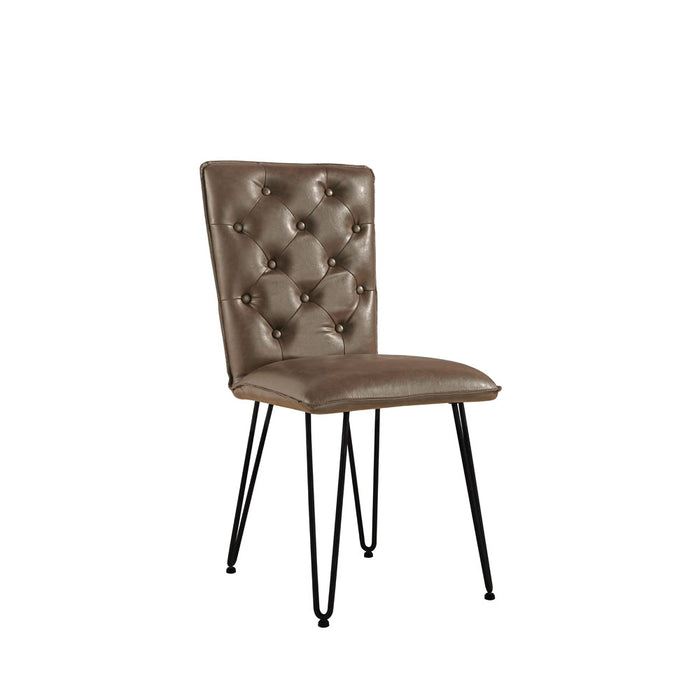 Studded back chair with hairpin legs - Brown