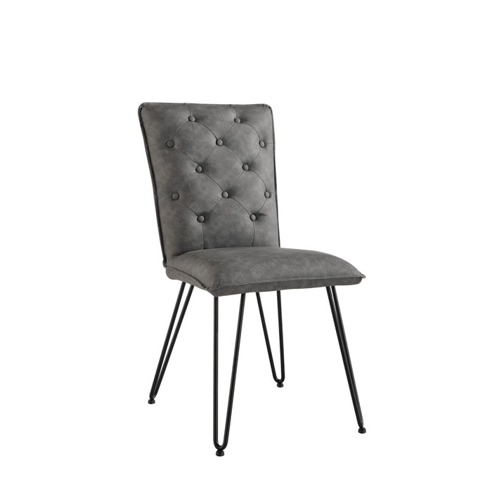 Studded back chair with hairpin legs - Grey