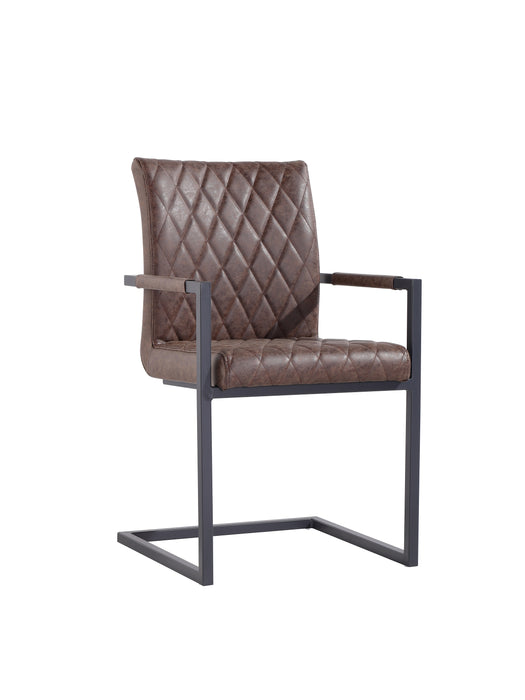 Diamond stitch carver chair - Brown
