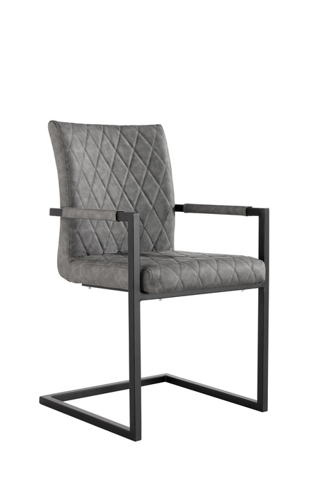 Diamond stitch carver chair - Grey