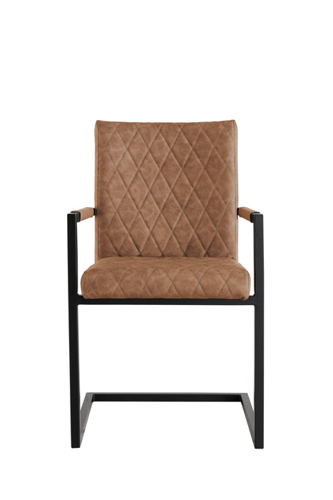Diamond stitch carver chair - Tan