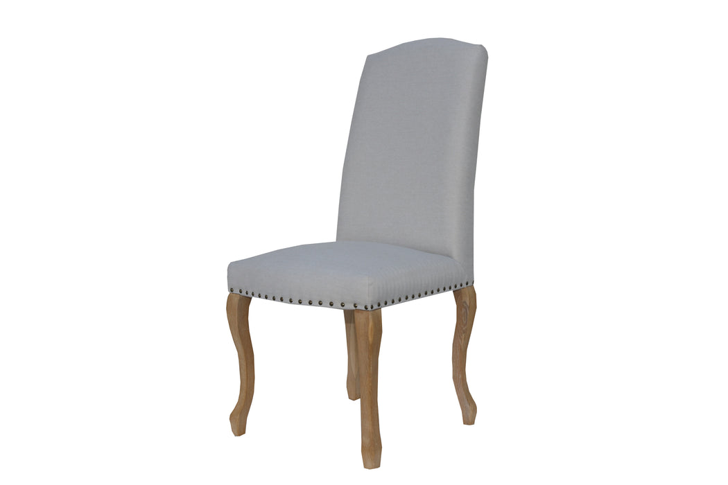 Luxury Chair with Studs and Carved Oak Legs - Natural