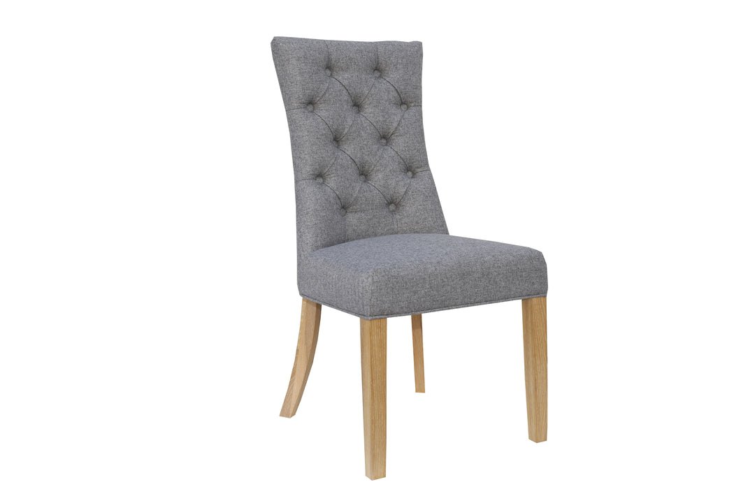 Curved Button Back Chair - Light Grey