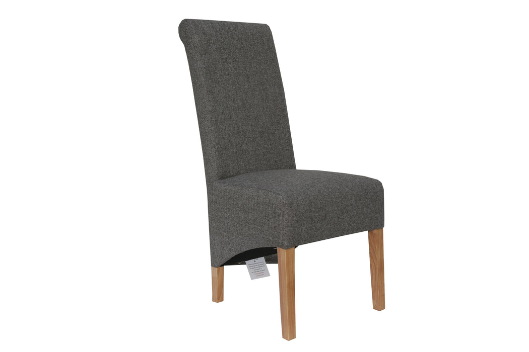 Scroll Back Fabric Chair - Dark Grey