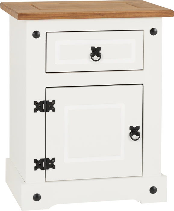 Corona 1 Drawer 1 Door Bedside Cabinet - White