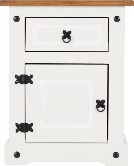 Corona 1 Drawer 1 Door Bedside Cabinet - White