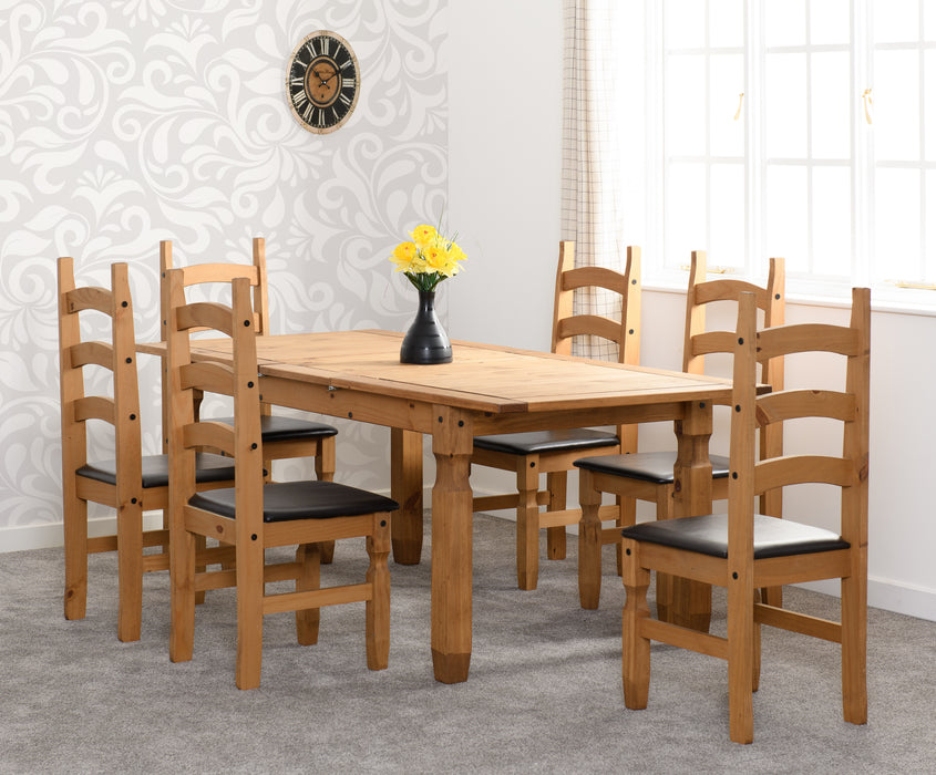 Corona Extending Dining Set - 6 Brown Chairs