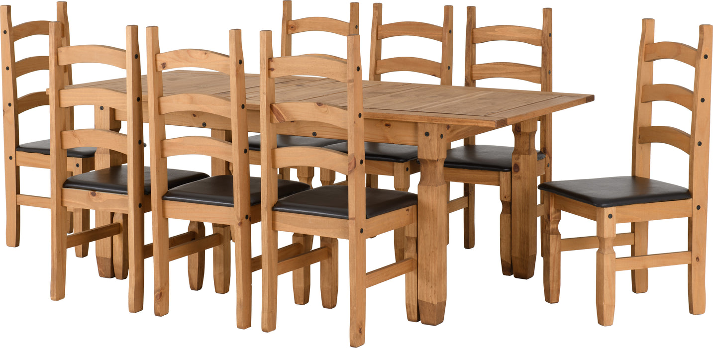 Corona Extending Dining Set - 8 Brown Chairs