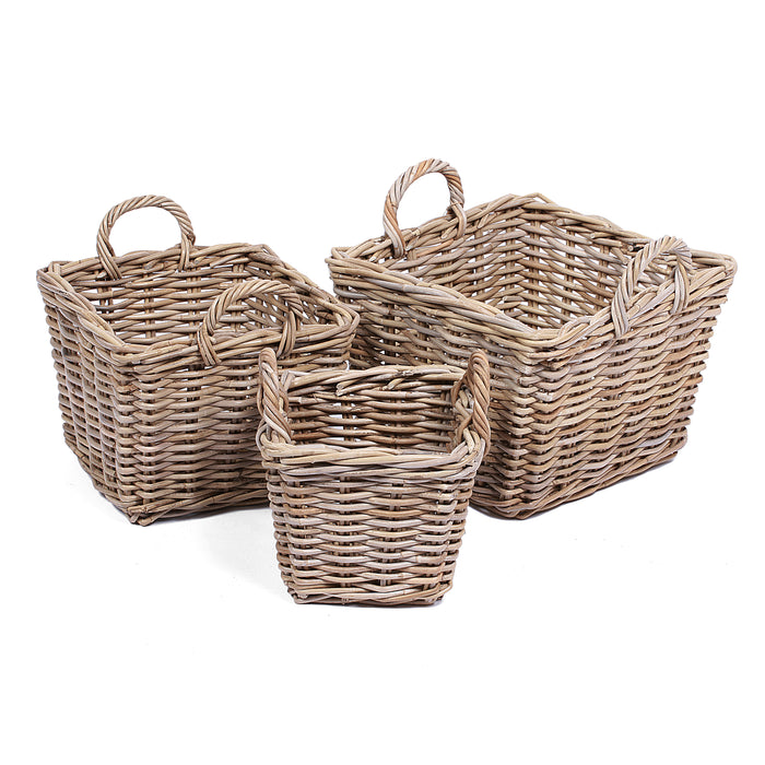 Set of 3 square Wicker baskets