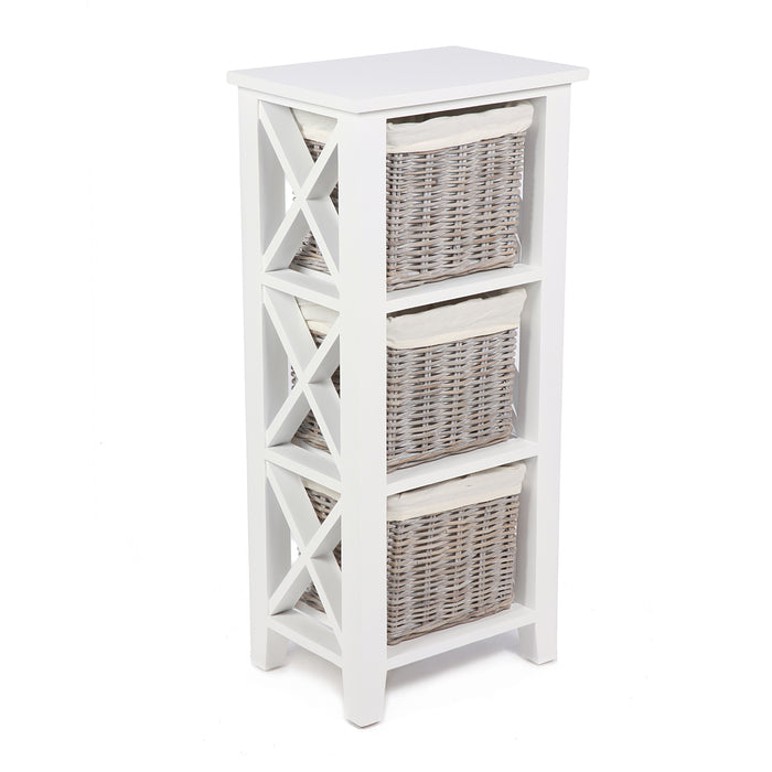 Vertical Cabinet with 3 Wicker Baskets