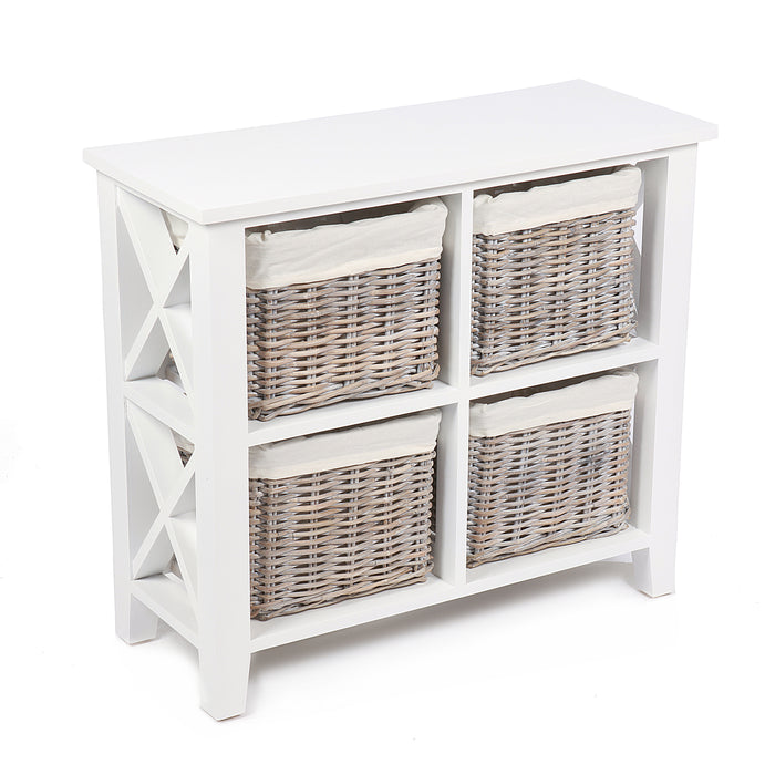 Square Cabinet with 4 Wicker Baskets