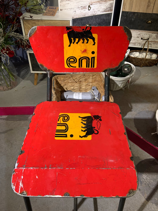 Oil Barrel Upcycled Bar Stool - Red ENI