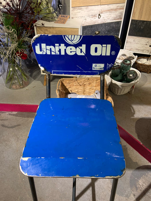 Oil Barrel Upcycled Bar Stool - Blue United Oil