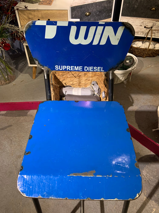 Oil Barrel Upcycled Bar Stool - Blue Win