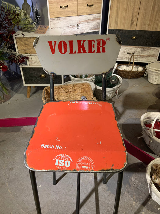Oil Barrel Upcycled Bar Stool - Orange Volker