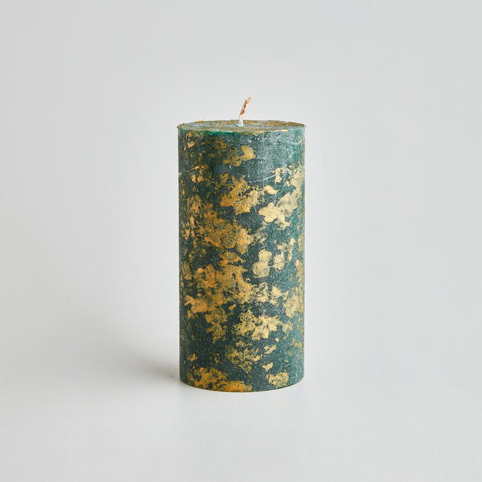 St Eval Gold Marbled Pillar Candle
